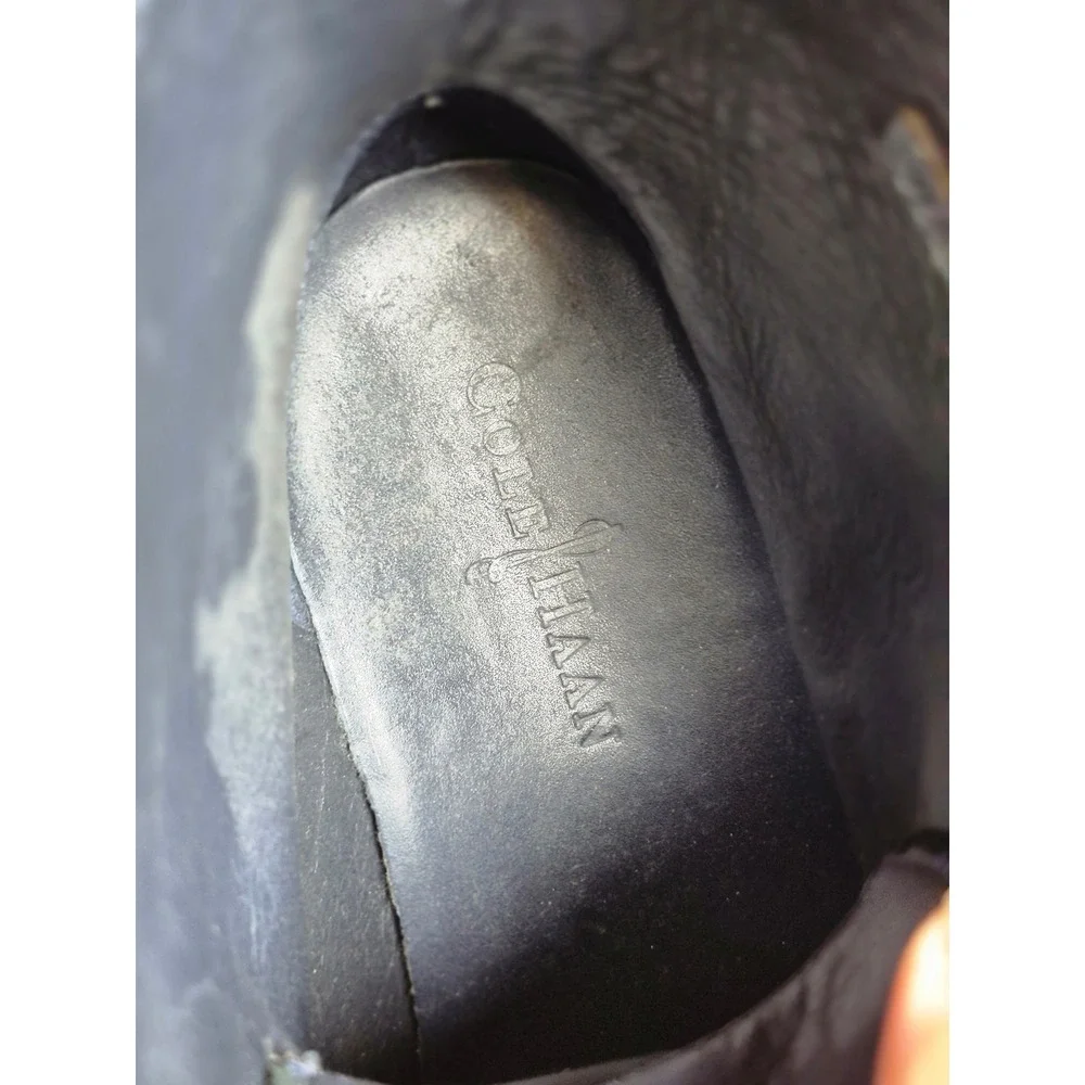 Cole‎ Haan Mens Black Leather Lace Up Boots Vibram Gumlite Sole 8.5 M Combat